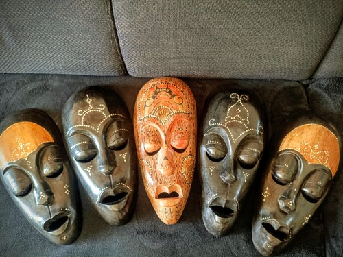 Indonesische wandmasken - wandmasken, 5x