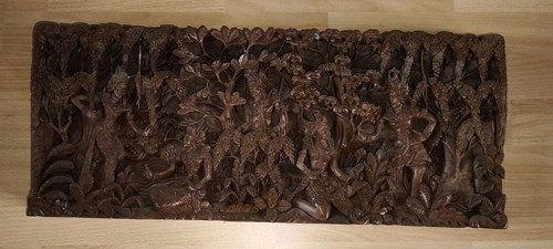 Indonesisches holzrelief - holzrelief, in